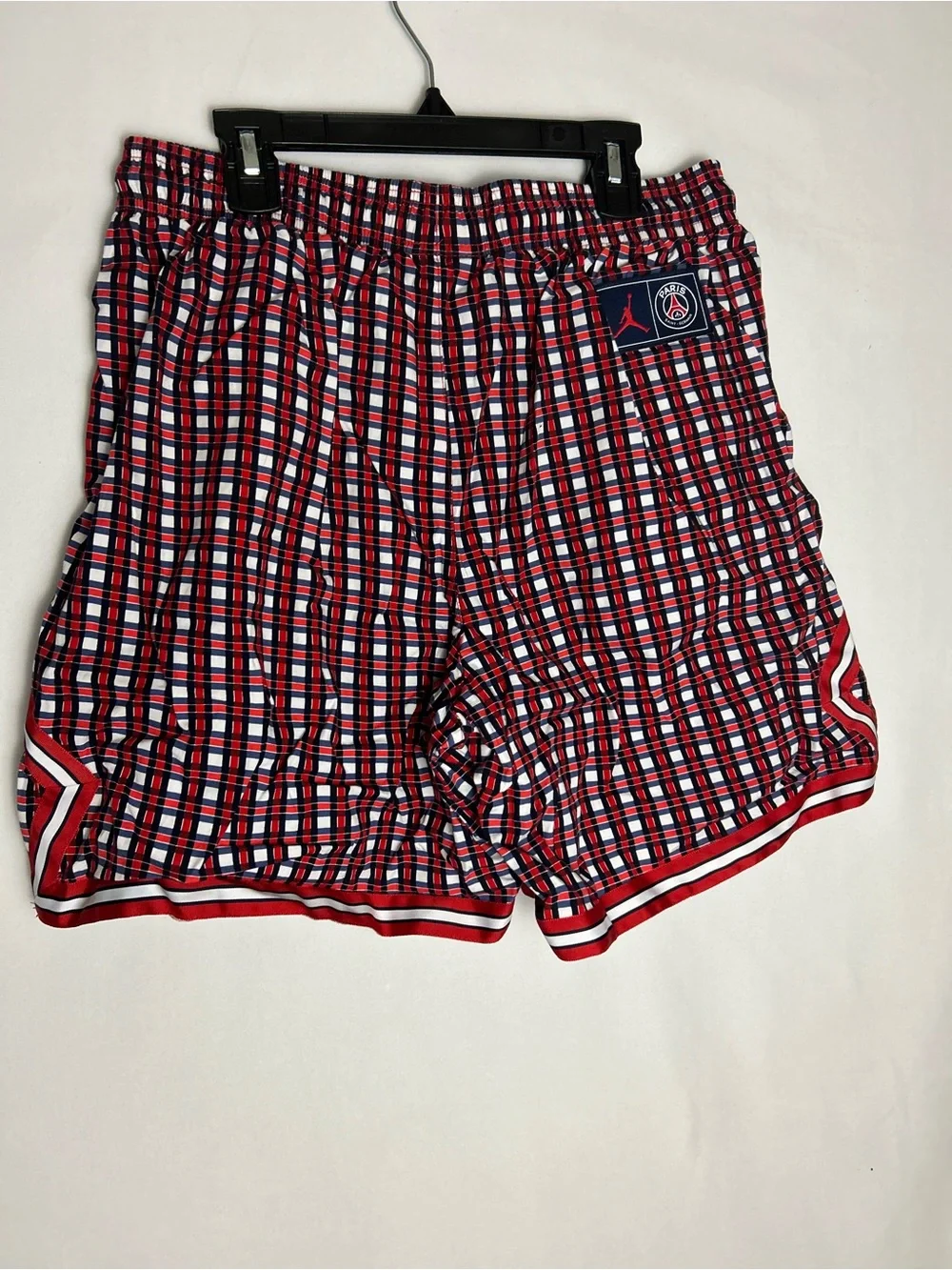 Nike Jordan Paris Saint-Germain Red Plaid Athletic Shorts
